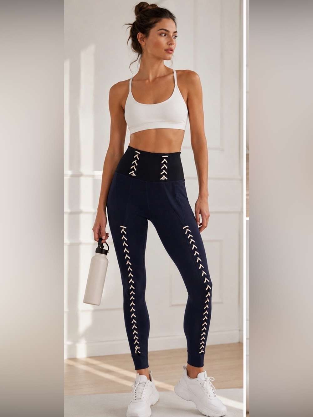 Jonathan Simkhai x Carbon38 Lace-Up Corset Leggings | Navy Blue | Size Small